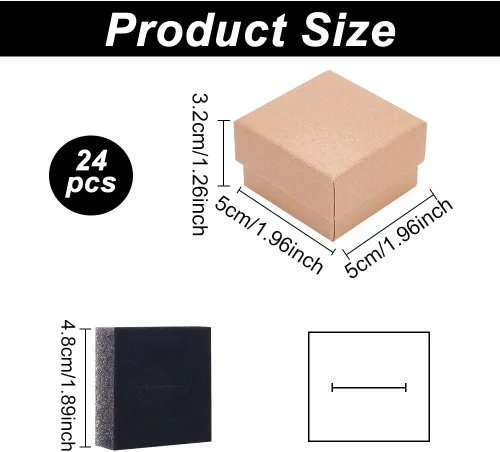 Miniatura 2 de BENECREAT Paquete de 24 cajas pequeñas de cartón para pendientes de 1.88 x 1.8 x 1.33 pulgadas, cajas de regalo cuadradas de cartón para Navidad