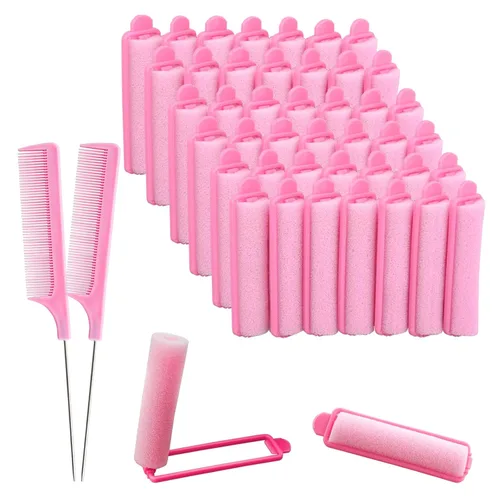 Miniatura 8 de Juego de 44 rodillos de esponja de espuma de 0.59 pulgadas, rizador de esponja flexible para peinar el cabello, rizadores de pelo suaves para dormir