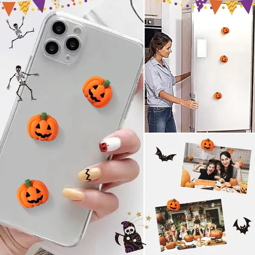 Miniatura 7 de 60 dijes de resina de Halloween, diseño de calabaza, mini dijes de espalda plana, calabaza, calabaza sonriente en miniatura para reuniones