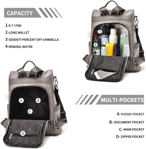 Miniatura 4 de CHERUTY Women Backpack Purse PU Leather Anti-theft Casual Shoulder Bag Fashion Ladies Satchel Bags