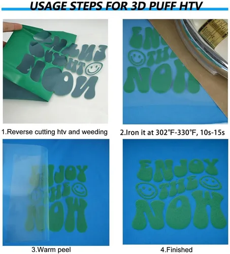 Miniatura 4 de Vinilo de transferencia de calor, 12 pulgadas x 5 pies, vinilo verde 3D para planchar en camiseta, compatible con todas las máquinas cortadoras