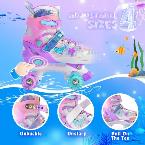 Miniatura 5 de SULIFEEL - Patines ajustables para niños para niños de 3-5, 5-8, 6-12 años con ruedas iluminadas ajustables de 4 tamaños, el mejor regalo para niños