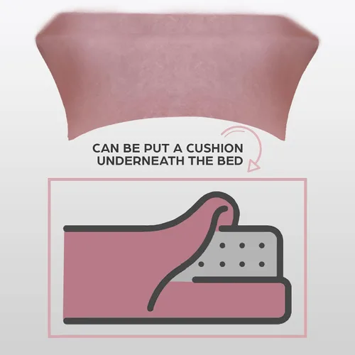 Miniatura 6 de Funda de terciopelo rosa para mesa de masaje, cama elástica para pestañas y mesa de masaje con corte de pierna y bolsillo, se adapta a mesas de 72 a