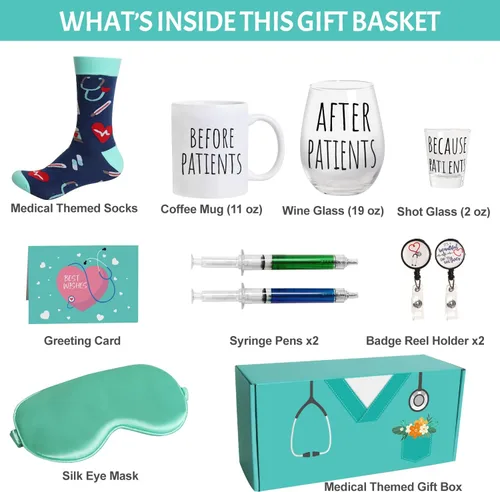 Miniatura 6 de Frerdui Set de Regalos Before Patients After Patients - Juego de Taza de Café de 11oz y Copa de Vino de 19oz Idea de Regalo para Dentistas, Médicos