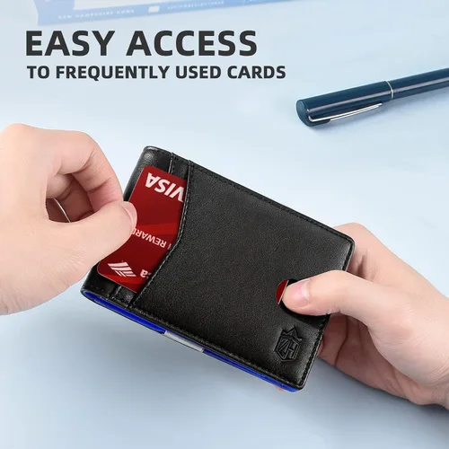 Miniatura 64 de Zitahli - Billetera delgada con 12 ranuras para tarjetas, ventana de identificación con clip para dinero, bolsillo frontal RFID plegable, pequeña