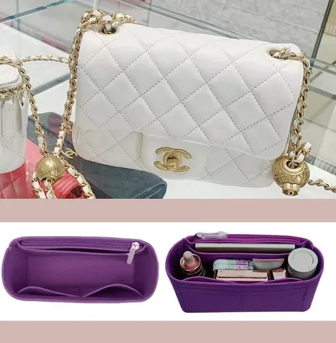 Miniatura 7 de Lckaey Bolsa Organizador Inserto para Chanel Classic Flap Mini Bag Shaper Monedero Inserto - Bolso Premium Felt Organizer 2009Purple-mini