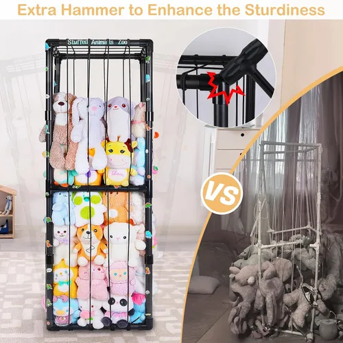 Miniatura 2 de FIOBEE Almacenamiento de animales de peluche, zoológico, tubo de PVC grueso, organizador de almacenamiento de juguetes con banda elástica, soporte