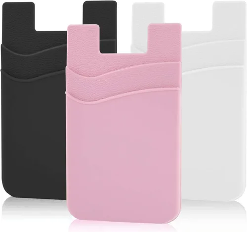 Miniatura 13 de SS Billetera negra para teléfono, tarjetero adhesivo para iPhone, Samsung Galaxy y cualquier teléfono inteligente, paquete de 3