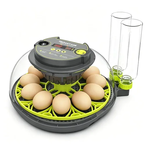 Incubadoras para incubar huevos de 12 huevos con giro automático de huevos y control de humedad, vela de huevos, reposición automática de agua, para