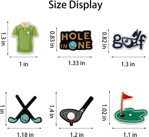 Miniatura 7 de Dijes de decoración de zapatos con temática de golf, 20 dijes de zapatos de pelota de golf para niños, niños, hombres, amantes del golf, accesorios