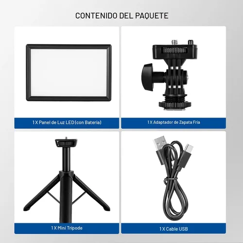 Miniatura 8 de NEEWER Panel de luz de video LED de 9" regulable con iluminación suave para cámara DSLR con mini trípode de escritorio, puertos USB tipo C
