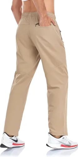 Miniatura 65 de Rapoo Pantalones ligeros para hombre con bolsillos con cremallera, secado rápido, pantalones deportivos de viaje para entrenamiento