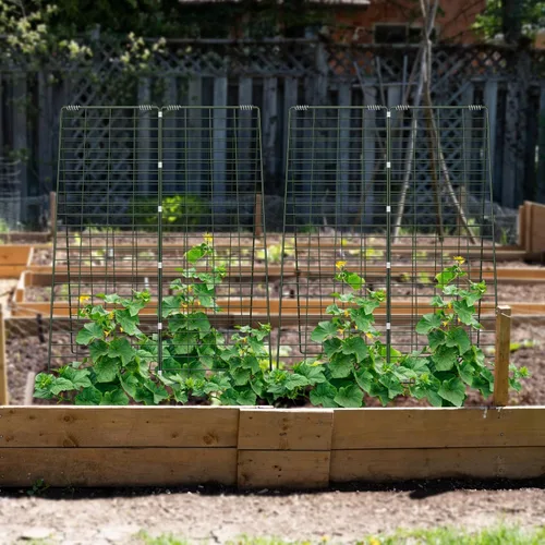Miniatura 7 de AGTEK Enrejado plegable de pepino de 34 x 48 pulgadas con estacas de jardín y bridas de cremallera, soporte para plantas, un marco de enrejado