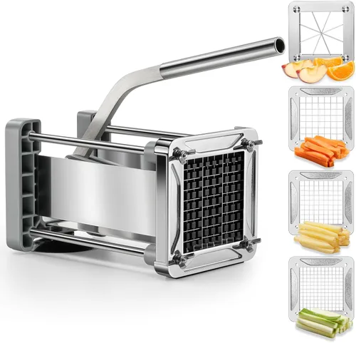 Sopito - Cortador profesional de patatas de acero inoxidable con cuchillas de 1/2 pulgada, 1/4 pulgadas, 3/8 pulgadas y cuña para papas, zanahorias
