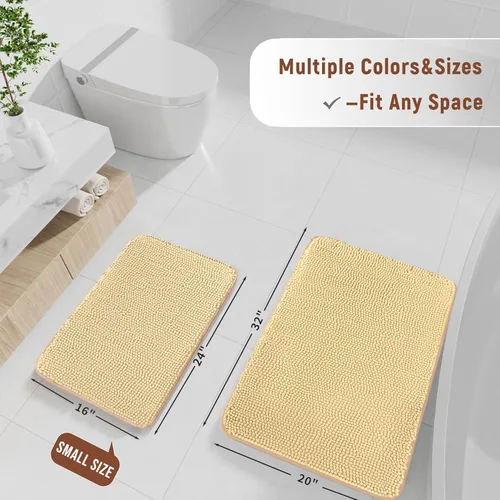 Miniatura 2 de Alfombra de baño de felpilla de 24 x 16 pulgadas, extra suave, absorbente, de secado rápido, lavable a máquina, antideslizante, para bañera, ducha