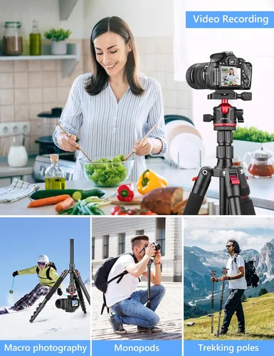 Miniatura 5 de Trípode profesional de 78 pulgadas para cámara Victiv, trípode monópode de aluminio para cámara DSLR, telescopio terrestre, telescopio, binoculares