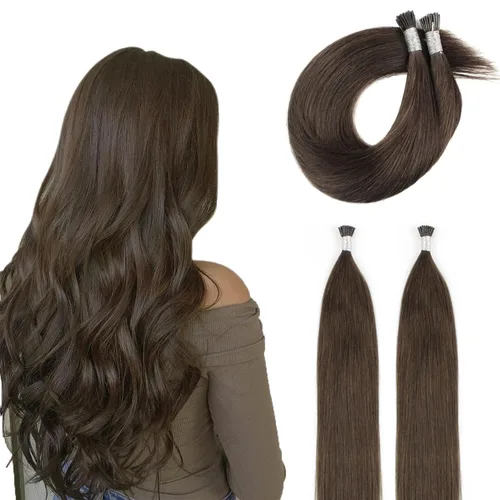 Miniatura 38 de ABH AMAZINGBEAUTY HAIR Extensiones de cabello rizado liso para mujeres negras con punta en I, cabello humano, punta en I, Remy, 50 mechones, punta