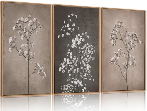 Miniatura 39 de FWIEXA Juego de Arte de Lienzo Bohemio Enmarcado para Pared, Cuadros Botánicos Verde Salvia Decoración de Pared, Impresiones de Arte de Plantas
