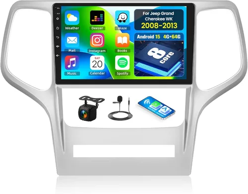 Miniatura 8 de [4+128G] Android 15 Radio de coche estéreo para Jeep Grand Cherokee WK 2008-2013 con Carplay inalámbrico y Android Auto, radio de coche de 9