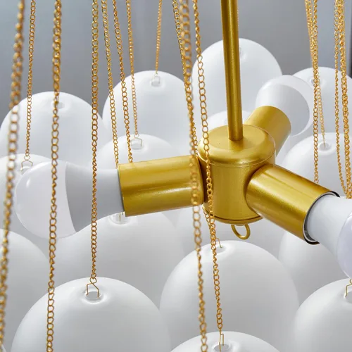 Miniatura 7 de Candelabro Colgante de Techo Decorativo de Bolas de Burbujas con Pantalla de Vidrio Esmerilado, Lámpara Colgante de Bricolaje para Pasillo, Oro