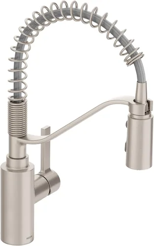 Miniatura 14 de Moen Genta LX - Grifo de resorte con potenciador de potencia, grifo de cocina moderno con un mango, enjuague previo, fácil instalación, cromo, 5926