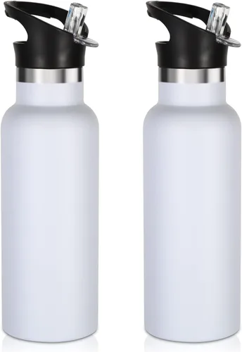 Miniatura 40 de Volhoply Botella de agua aislada para niños de 17 onzas, botellas de agua de acero inoxidable con tapa con pajilla, botella de agua de metal al