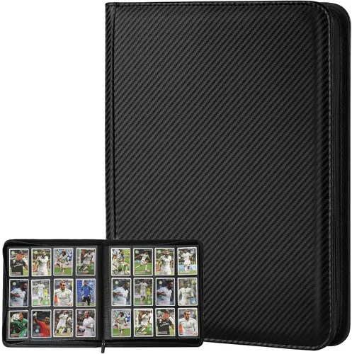 Miniatura 11 de GERMUN Carpeta de tarjetas de poliuretano, 16 bolsillos, carpetas de soporte premium para más de 1000 tarjetas, álbum de bolsillo de doble cara