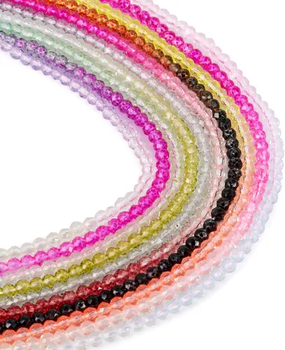 Miniatura 9 de FASHEWELRY 10 hebras de cuentas de vidrio chapadas en arco iris de 0.118 pulgadas (0.118 in), cuentas espaciadoras de cristal de Rondelle, cuentas