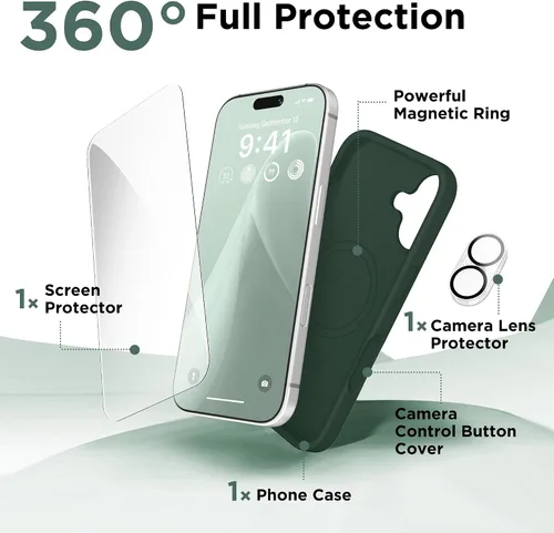 Miniatura 8 de GolbinBox Funda magnética para iPhone 17, compatible con MagSafe, cubierta de silicona integrada para control de cámara, funda de silicona líquida a