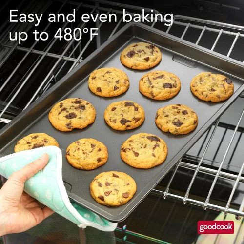 Miniatura 4 de GoodCook PRO - Bandeja grande para hornear, antiadherente, resistente a la deformación y a los arañazos, apta para lavavajillas, construcción