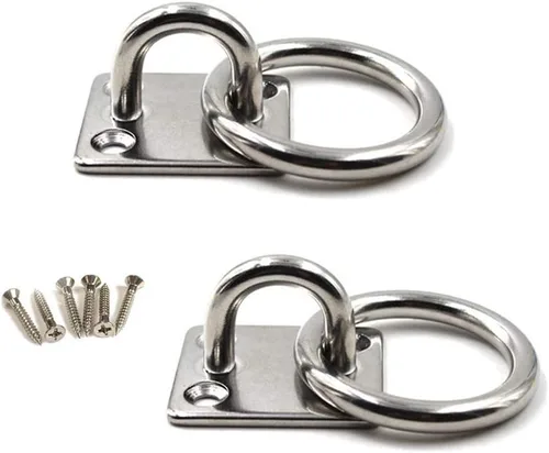 Miniatura 12 de Flomore M10 - Gancho de techo para placa de ojo de acero inoxidable 304, resistente para colgar (paquete de 2, tornillos incluidos)