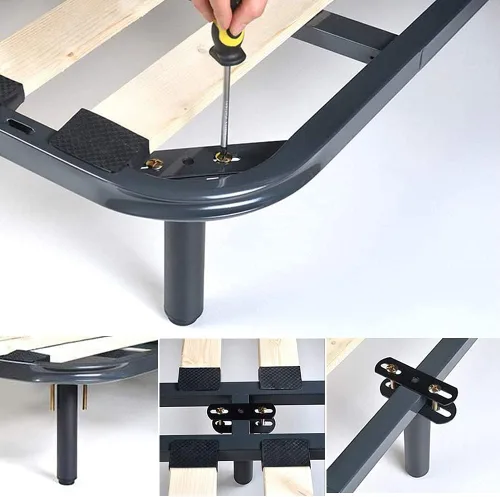Miniatura 4 de 2 patas de soporte de marco de cama de metal de altura ajustable, marco de cama de acero o patas de soporte de listones centrales de madera, patas