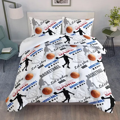 Miniatura 13 de AILONEN Juego de edredón de béisbol tamaño individual, juego de ropa de cama para niños, cama deportiva para niños en una bolsa, 1 juego de edredón