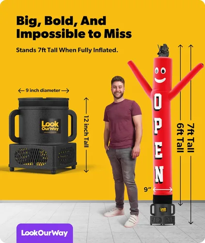 Miniatura 3 de LookOurWay - Juego de tubo inflable Air Dancers de 2,13 m de alto con hombre bailando loco con ondas y soplador resistente al clima para promoción