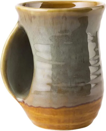 Taza Calentadora de Manos, Cerámica de Cerámica Hecha a Mano y Pintada a Mano - El Bolsillo Contorneado Mantendrá el Calor de Tu Bebida Para