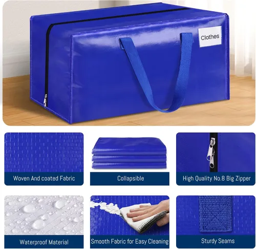 Miniatura 3 de BlissTotes Bolsas de mudanza, suministros de mudanza resistentes y bolsas de almacenamiento, bolsas de embalaje extragrandes, cajas con bolsillos