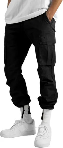 Miniatura 3 de THWEI - Pantalones cargo casuales para hombre, joggers deportivos de algodón, pantalones sueltos y rectos tipo sudadera