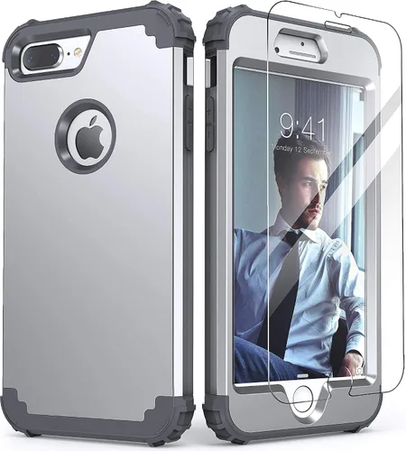 Miniatura 26 de IDweel Funda para iPhone 8 Plus, para iPhone 7 Plus con Protector de Pantalla, 3 en 1 Híbrida Resistente a Golpes de Servicio Pesado, Cubierta Dura