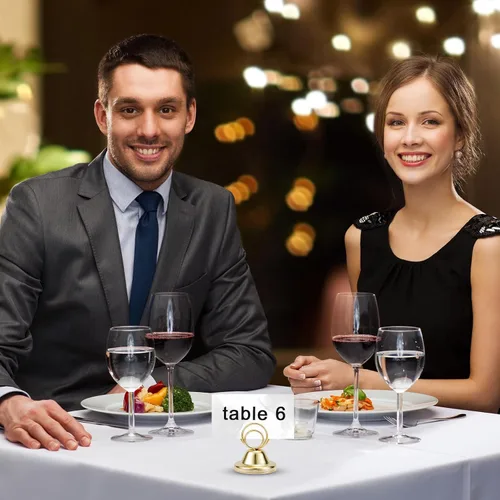 Miniatura 5 de 12 soportes para números de mesa, soporte de alambre con acabado de metal, soporte para fotos, tarjetas de lugar, soporte para fotos, suministros
