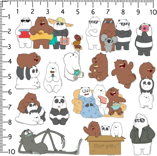 Miniatura 2 de We Bare Bears - Paquete variado de 100 calcomanías de vinilo grandes de lujo, calcomanías de dibujos animados troqueladas para laptop, botella