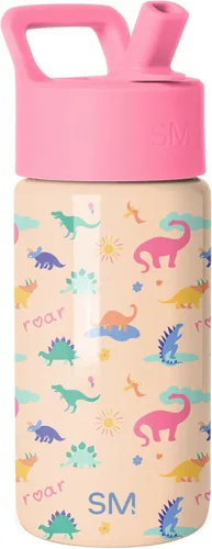 Miniatura 33 de Simple Modern Botella de agua para niños con tapa con pajilla, vaso aislado de acero inoxidable de 14 onzas para niños y a prueba de derrames