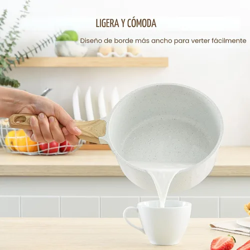 Miniatura 4 de SENSARTE Cacerola antiadherente de cerámica blanca con tapa de 1.5 cuartos de galón, olla pequeña con mango Stay Cool, cacerola compatible