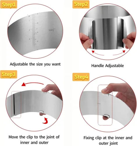 Miniatura 4 de DATANYA Anillos de Pastel de Mousse Molde Ajustable de 6 a 12 Pulgadas Moldes Redondos de Acero Inoxidable para Hornear Pasteles, Suministros