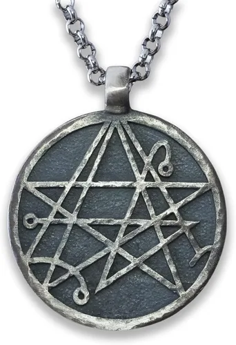 Miniatura 8 de Baldur Jewelry - Collar con colgante de pulpo de Lovecraft Cthulhu en plata de ley 925, símbolo amarillo, hecho a mano, amuleto de Necronomicum