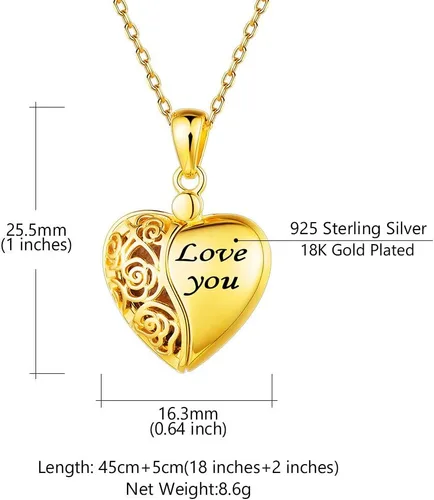 Miniatura 6 de Custom4U Collar de medallón personalizado para mujer, collar de medallón de corazón de plata que sostiene la imagen, cadena conmemorativa de 16 a 22