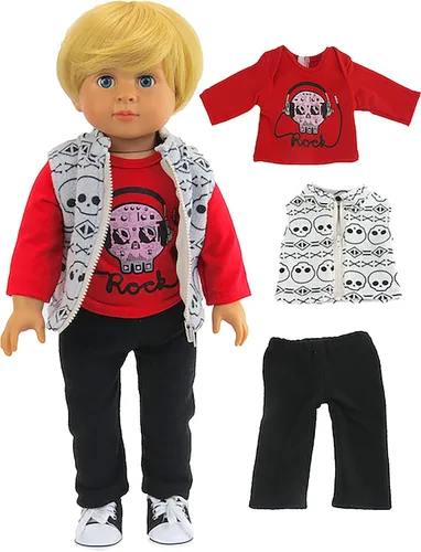 Miniatura 4 de American Fashion World Conjunto de chaleco y pantalones de 3 piezas para muñecas de 18 pulgadas para niños de 'Race to Your Dreams' Calidad