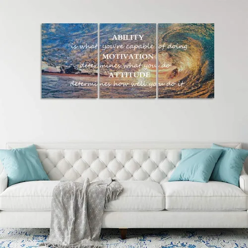 Miniatura 5 de Pósteres inspiradores motivacionales para pared, pintura en lienzo con diseño de salida del sol, mar azul, océano, paisaje natural, decoración