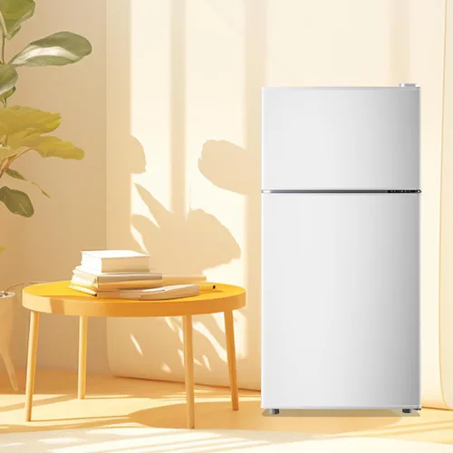 Miniatura 8 de DEMULLER Refrigerador retro con congelador, refrigerador de doble puerta tamaño apartamento con bandeja para huevos, refrigerador con estantes