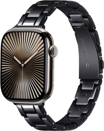 Correa delgada de resina compatible con Apple Watch Band de 38mm, 40mm, 41mm, 42mm, 44mm, 45mm, 46mm, pulsera de tortuga fina de 14mm ligera y