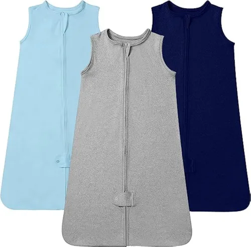Miniatura 47 de TotAha Saco de dormir para bebés de 6 a 12 meses, paquete de 3, saco de dormir transpirable para bebé, niña, niño, manta usable con cremallera Azul
